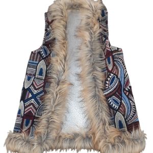 Altar'd State Tribal Tapestry Sherpa Lined Fur Trim Vest
